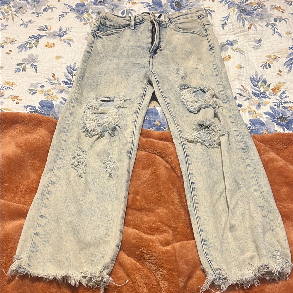 Distressed Light Blue Jeans